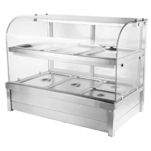 Food display warmer curve glass up and down